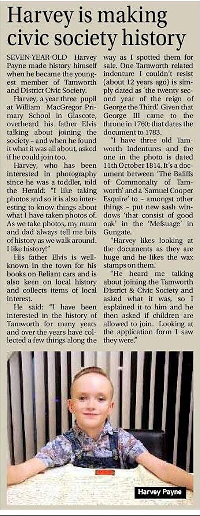 Harvey Payne ia making civic  society history